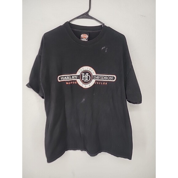 Vintage 2001 Harley Davidson Motor Cycles Aurora Colorado Black T Shirt Size XL - Picture 1 of 6